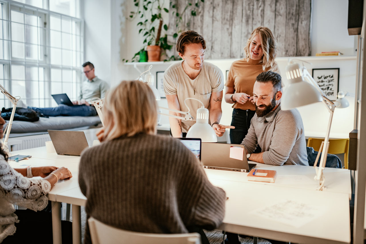 Small startup company working in office space